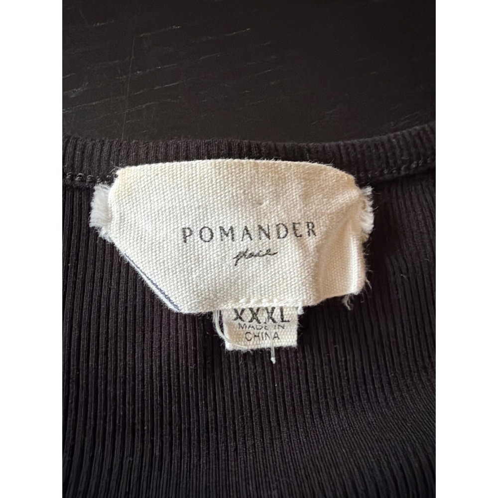 Pomander Place Top Black Ruffle Sleeve V-Neck Ribbed Knit Y22845T XXXL - Picture 2 of 6